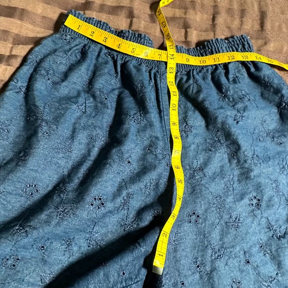 Vtg Gene Ewing Bis Denim Eyelet Shorts-Sz S/L - Picture 4 of 11